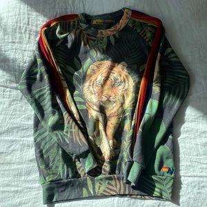 Aviator Nation Tiger Crew Sweatshirt with Velvet stripes. Limited Edition